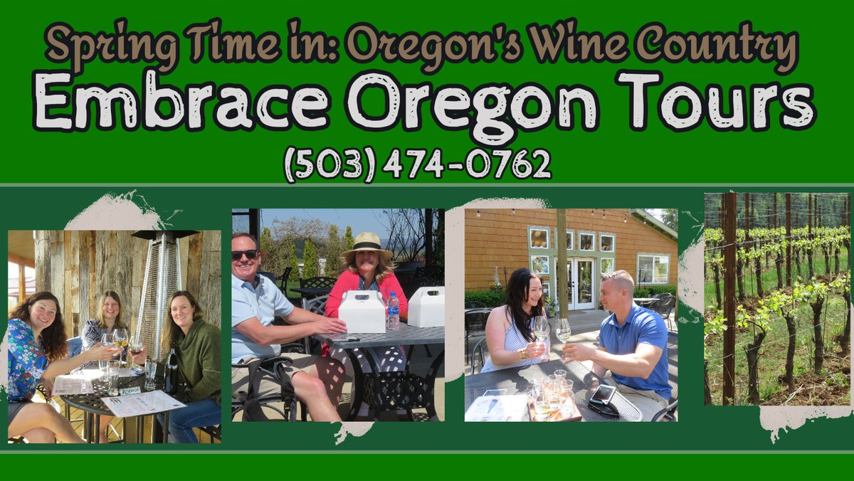 We look forward to seeing you! 

#Oregon #WillametteValley #guidedtours #winetasting #travel #SpringBreak #vacation #vineyards #PinotNoir
#EmbraceOregonTours🚐