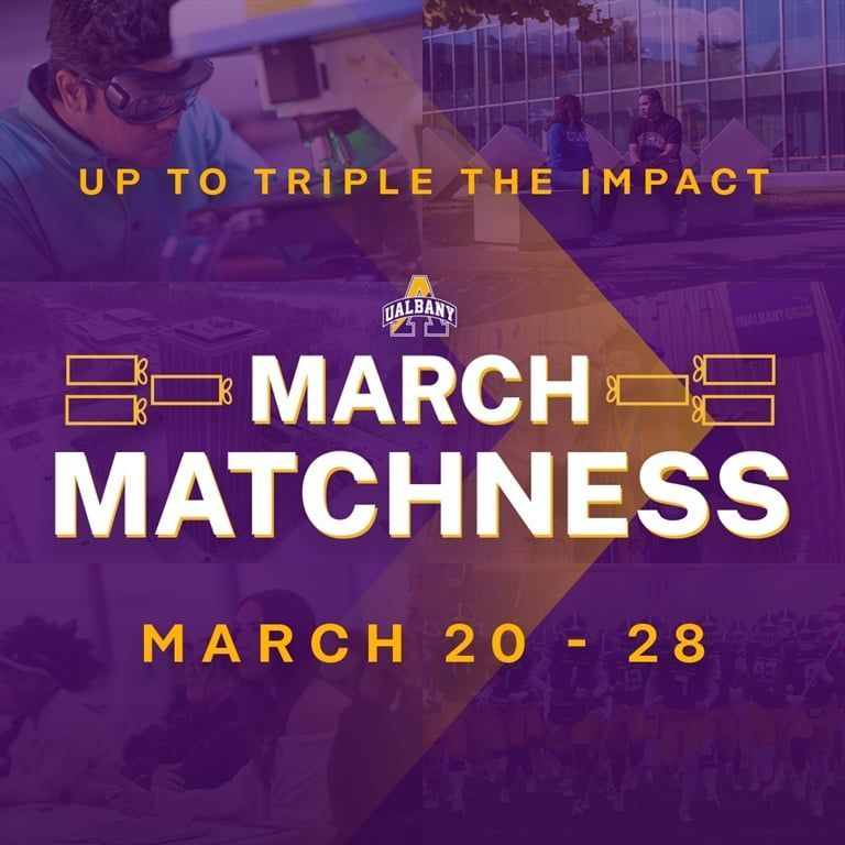 Whether they're developing mental health programming, tracking the spread of disease, or assessing the impact of climate change, our students make a big difference in our communities. Support their work with a gift today: buff.ly/3MyuA0D #UAlbanyMarchMatchness