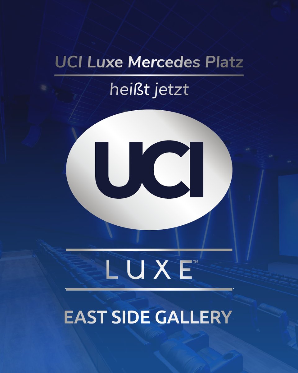 ucikinode's tweet image. Unser UCI Luxe Mercedes Platz einen neuen Namen! Wir freuen uns, euch ab sofort im UCI Luxe East Side Gallery am ebenfalls neu benannten @uberplatz begrüßen zu dürfen 💙 Wie gewohnt erwartet euch bei uns das beste Kinoerlebnis in IMAX, iSense und ScreenX 🎥