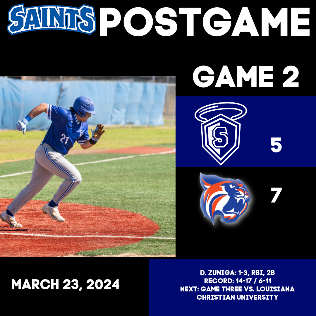 #SaintsPostGame: #OLLUBaseball rallies for five runs in the seventh inning, but falls short in a 7-5 loss. The series finale will start soon. #WingsUpSaints
