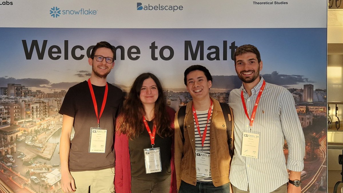 ecekt2's tweet photo. Representatives of the @UvA_Amsterdam Dialogue Modelling Group @eaclmeeting, warmly tinted by the Maltese sunset🧡We thoroughly enjoyed #EACL2024! @alberto_testoni @michaelwhanna @sandropezzelle https://t.co/xgtSdGdFuM