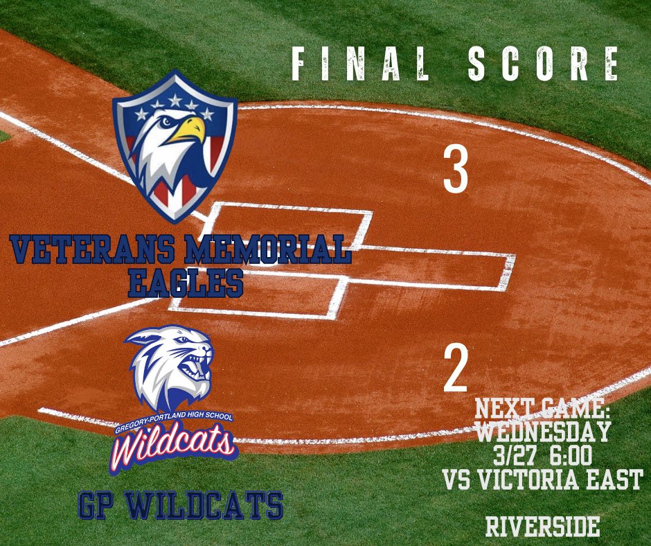 Eagles Get the Job Done! 💪 Finish with a 3-2 Victory over Gregory-Portland‼️Let’s Keep it Going‼️⚾️⭐️🦅 #VetsBaseball #GoEagles