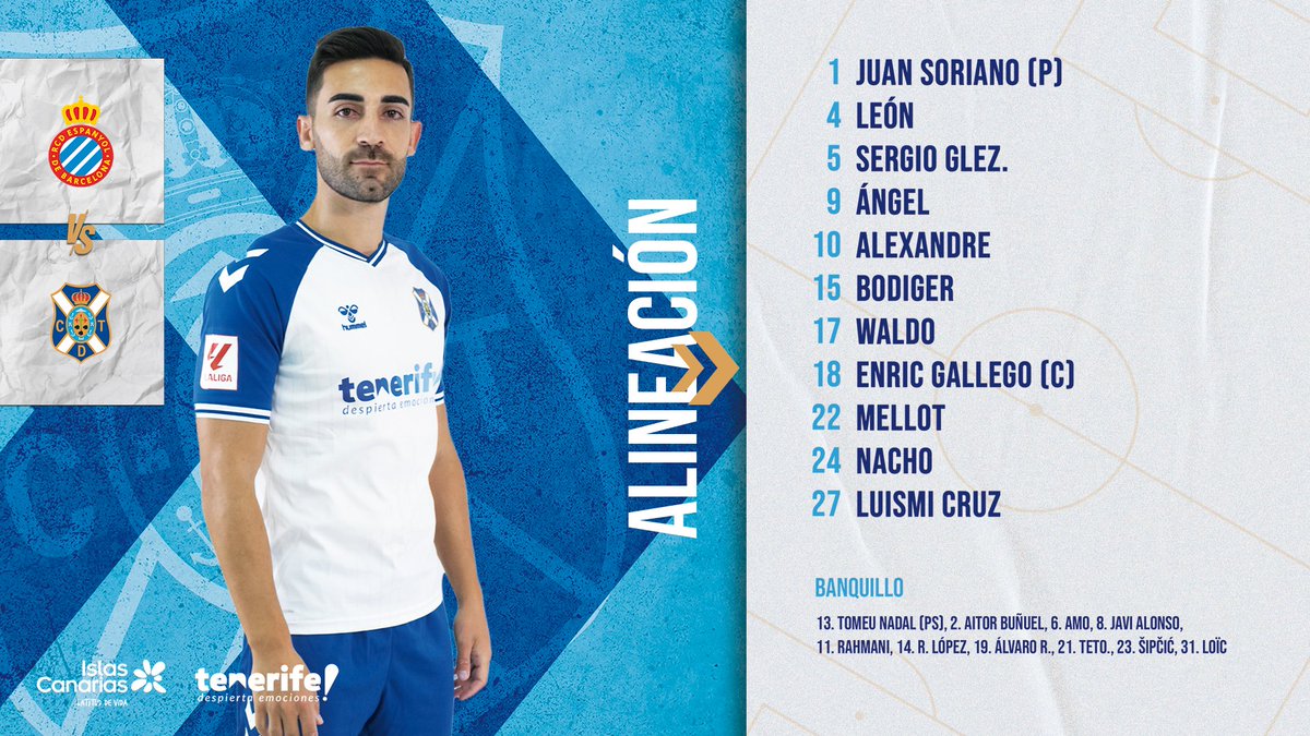 La compo pour défier @FranceRcde à partir de 21h Enfin Enric Gallego et Ángel ensemble dans le onze ! Enfin ! Après 1727494927 matches Merci Asier