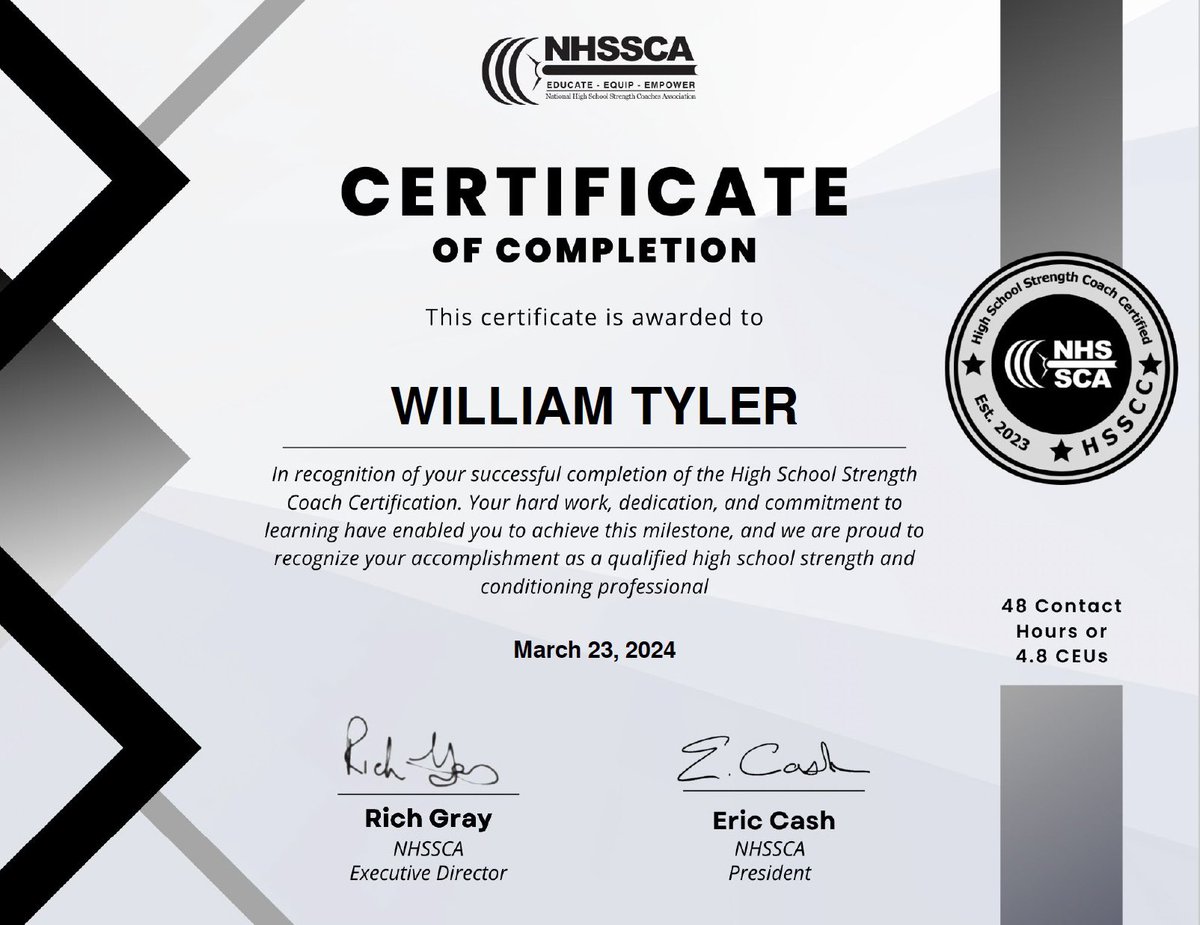 Feels like a great day! <a href="/NHSSCA/">NHSSCA</a> High School Strength Coach Certified