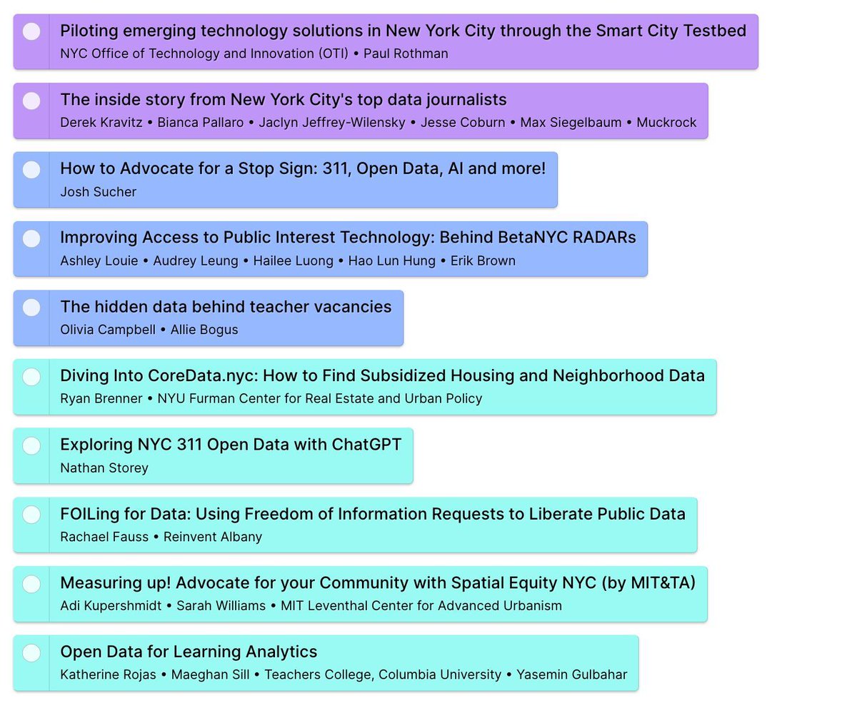 Our last round of sessions is about to begin at NYC School of Data! Head to nycsodata24.sched.com to view the schedule. 🙌