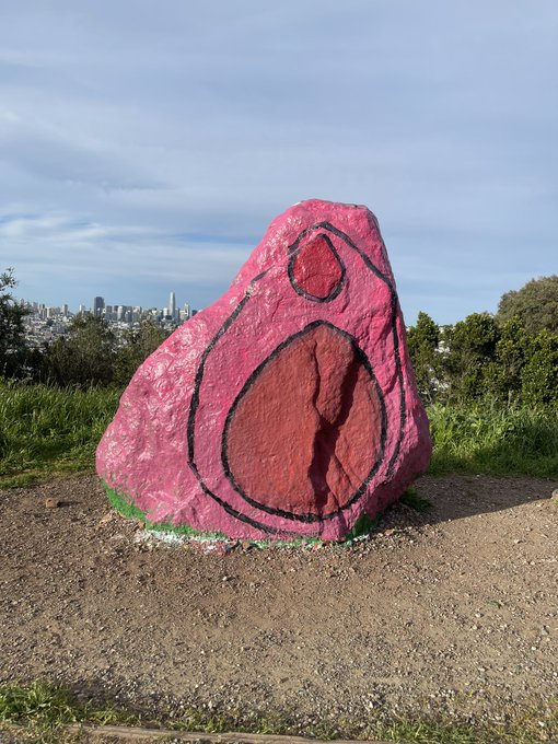 The #BernalHill rock is our community art billboard. It was pro Israel, then pro Palestine, then Israel<a href="/tag/bernalhill"class="tags">#BernalHill</a>