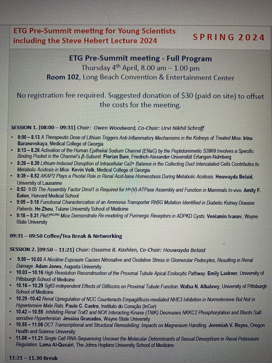 The program for the Epithelial Transport Group Pre-summit meeting in Long Beach has just been released. Always a great meeting. Hope to see you there in a couple of weeks…..