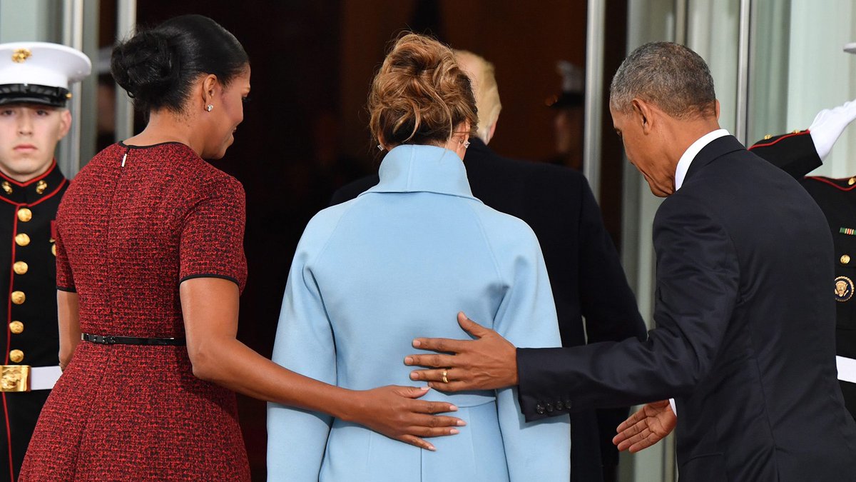 I’ll never forget how then President Obama & First Lady Michelle Obama graciously rescued Melania Trump after being humiliated by the orange rapist for abandoning her on the WH steps. That’s the way they roll.