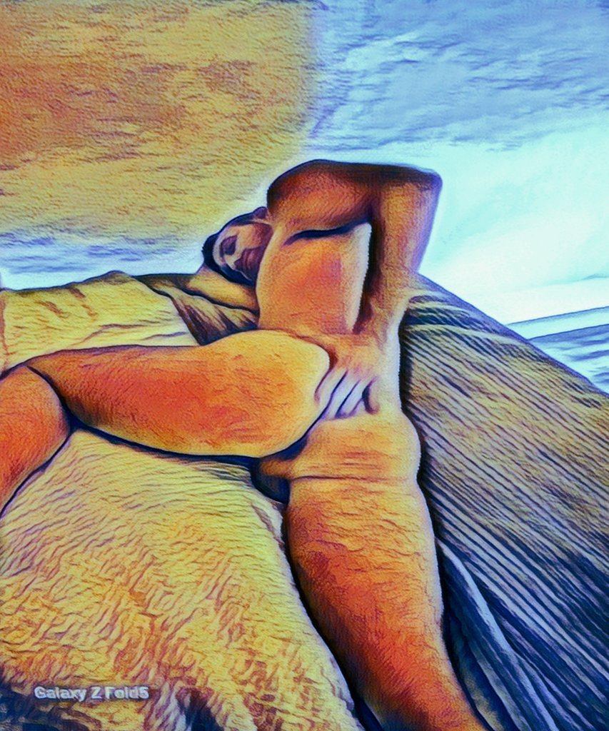 "Morning muse: from slumber to canvas, a symphony of sensuality and artistry unfolds."