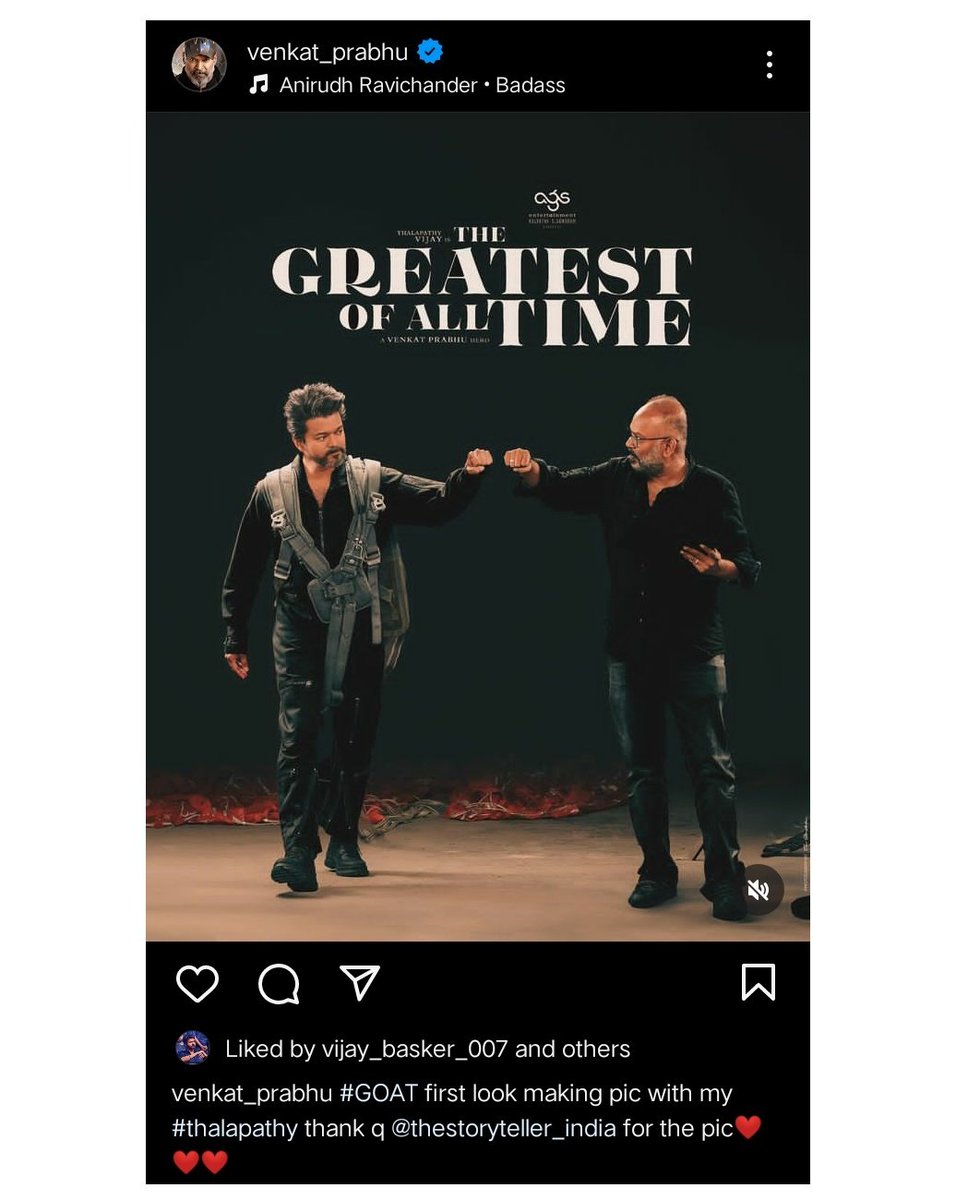 PrakazVijay_Of's tweet photo. Director @VP_Offl Shares #TheGoatFirstLook Making Picture On #Instagram! 📸 

#TheGreatestOfAllTime | @ActorVijay https://t.co/ey1aIijrod