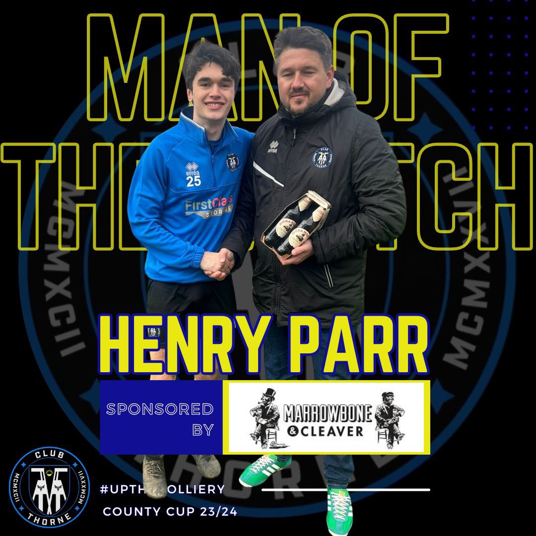 clubthornecoll's tweet photo. Todays Man Of The Match was awarded to Henry Parr 🏆

#manofthematch 
#colliery #clubthorne #upthecolliery #clubthorneacademy #thorne #moorends #doncasterisgreat #doncaster https://t.co/UhljJApf06
