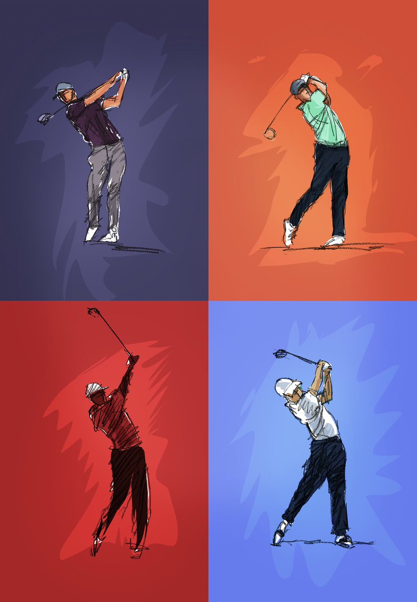 All sketches combined to make the final print. #tiger #rory #Dustin #justin  #lovegolf #kevinmurraygolfphotography #GolfArt #banditgolfproductions #adventuresingolf #golfmonthly