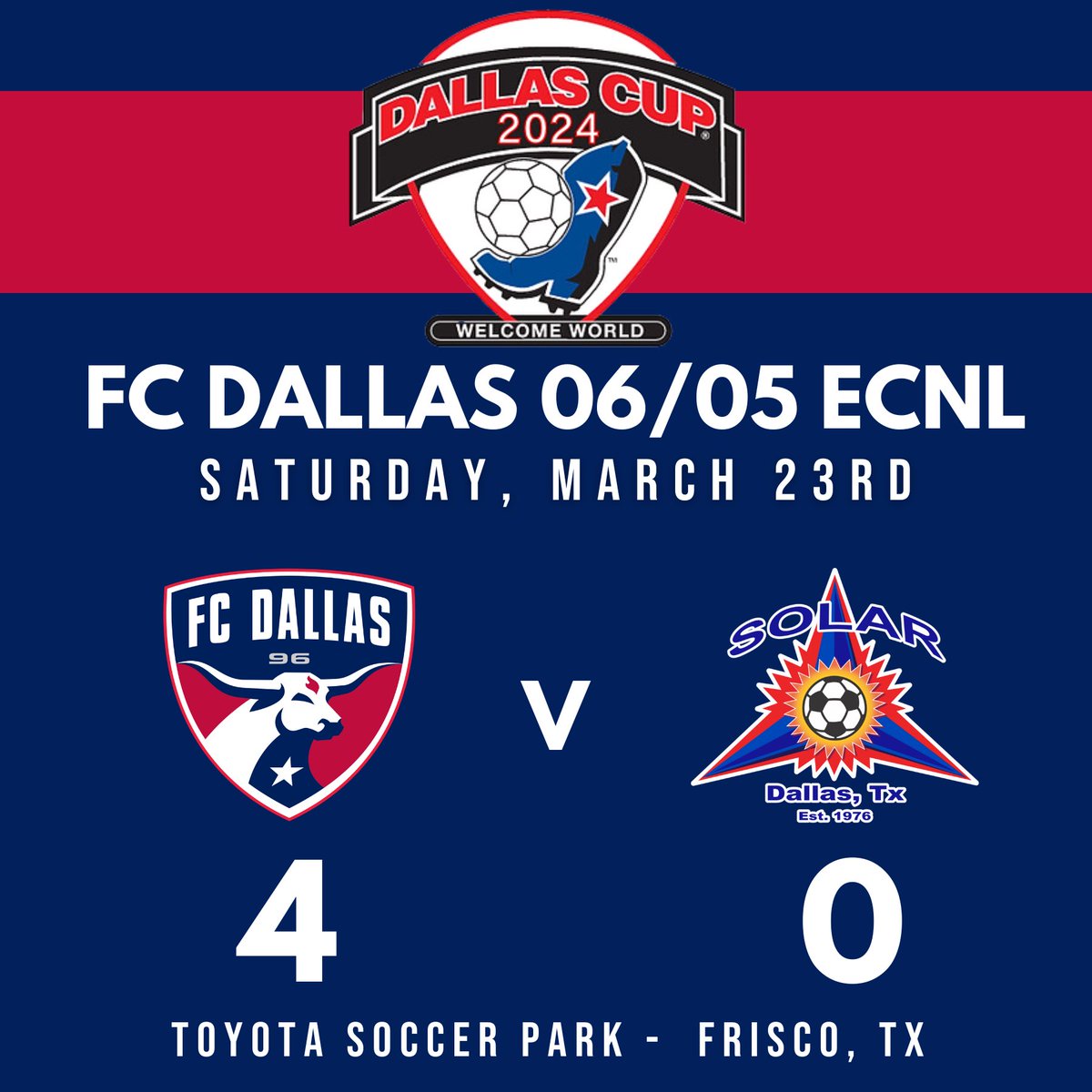 FC Dallas 06/05G ECNL- Retired (@fcdallas06gecnl) on Twitter photo Great team win in Game 1️⃣ of the <a href="/dallascup/">Dallas Cup ⚽️</a>! Rest, repeat tomorrow morning! #DTID #CEFHAI #HnH
#1 <a href="/AvaMac01/">Ava Mcdonald</a> ⚽️⚽️
#4 <a href="/Ella_Anderson3/">Ella Anderson</a> ⚽️
#5 <a href="/kennedyhusbands/">kennedy.husbands</a> ⚽️
#8 <a href="/KatelynHoppers/">Katelyn Hoppers</a> 🅰️
#9 <a href="/BosDayleigh/">Dayleigh Bos</a> 🅰️
#10 <a href="/JulietteRayo10/">juliette rayo</a> 🅰️
#27 <a href="/ZetaMcdannels/">Zeta McDannels27</a> 🅰️
#29 <a href="/maciemurphy_29/">macie murphy</a> 🧤
@FCDwomen Great team win in Game 1️⃣ of the <a href="/dallascup/">Dallas Cup ⚽️</a>! Rest, repeat tomorrow morning! #DTID #CEFHAI #HnH
#1 <a href="/AvaMac01/">Ava Mcdonald</a> ⚽️⚽️
#4 <a href="/Ella_Anderson3/">Ella Anderson</a> ⚽️
#5 <a href="/kennedyhusbands/">kennedy.husbands</a> ⚽️
#8 <a href="/KatelynHoppers/">Katelyn Hoppers</a> 🅰️
#9 <a href="/BosDayleigh/">Dayleigh Bos</a> 🅰️
#10 <a href="/JulietteRayo10/">juliette rayo</a> 🅰️
#27 <a href="/ZetaMcdannels/">Zeta McDannels27</a> 🅰️
#29 <a href="/maciemurphy_29/">macie murphy</a> 🧤
@FCDwomen