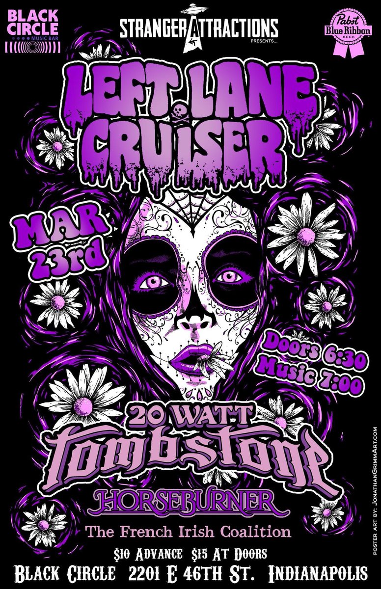20watttombstone's tweet photo. Tonight Indianapolis with @LeftLaneCruiser @Horseburner and French Irish Coalition at @BlackCircleBeer https://t.co/6EcHDoCMOw