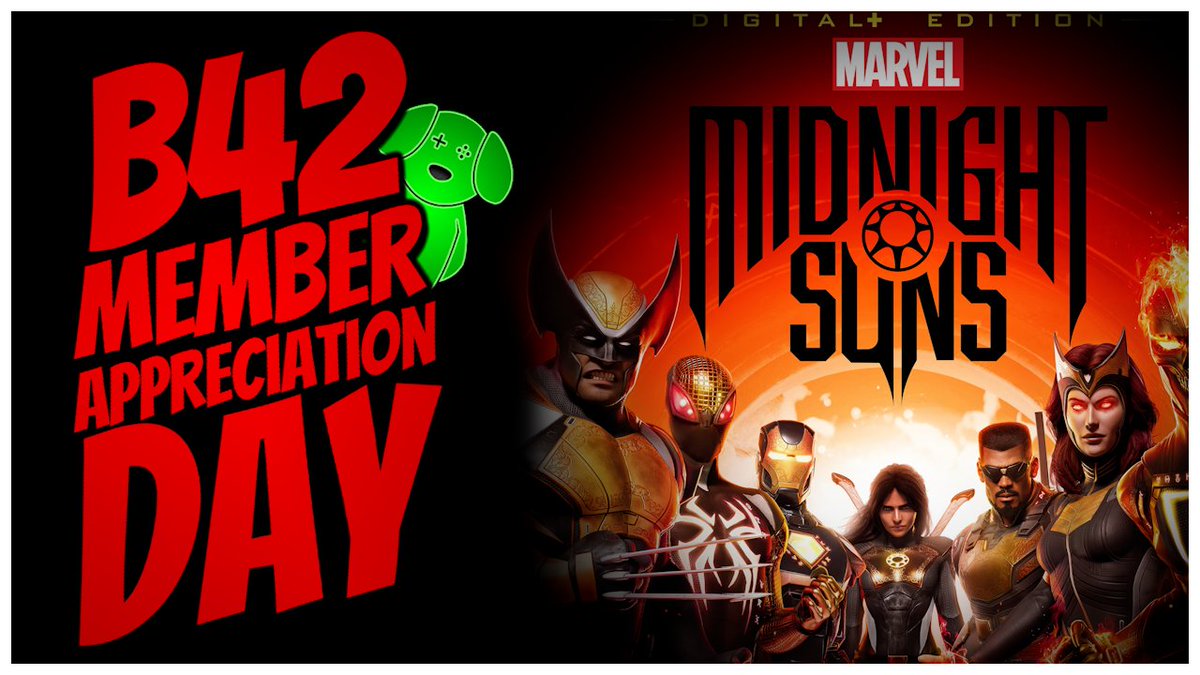 B42 GIVEAWAY-  
MARVEL MIDNIGHT SUNS Steam code! 

To enter, simply LIKE this tweet.    Follows/comments/retweets are also nice but not required to win. 

Happy Member Appreciation Day!     

Winner will be announced this coming week. #teamb42