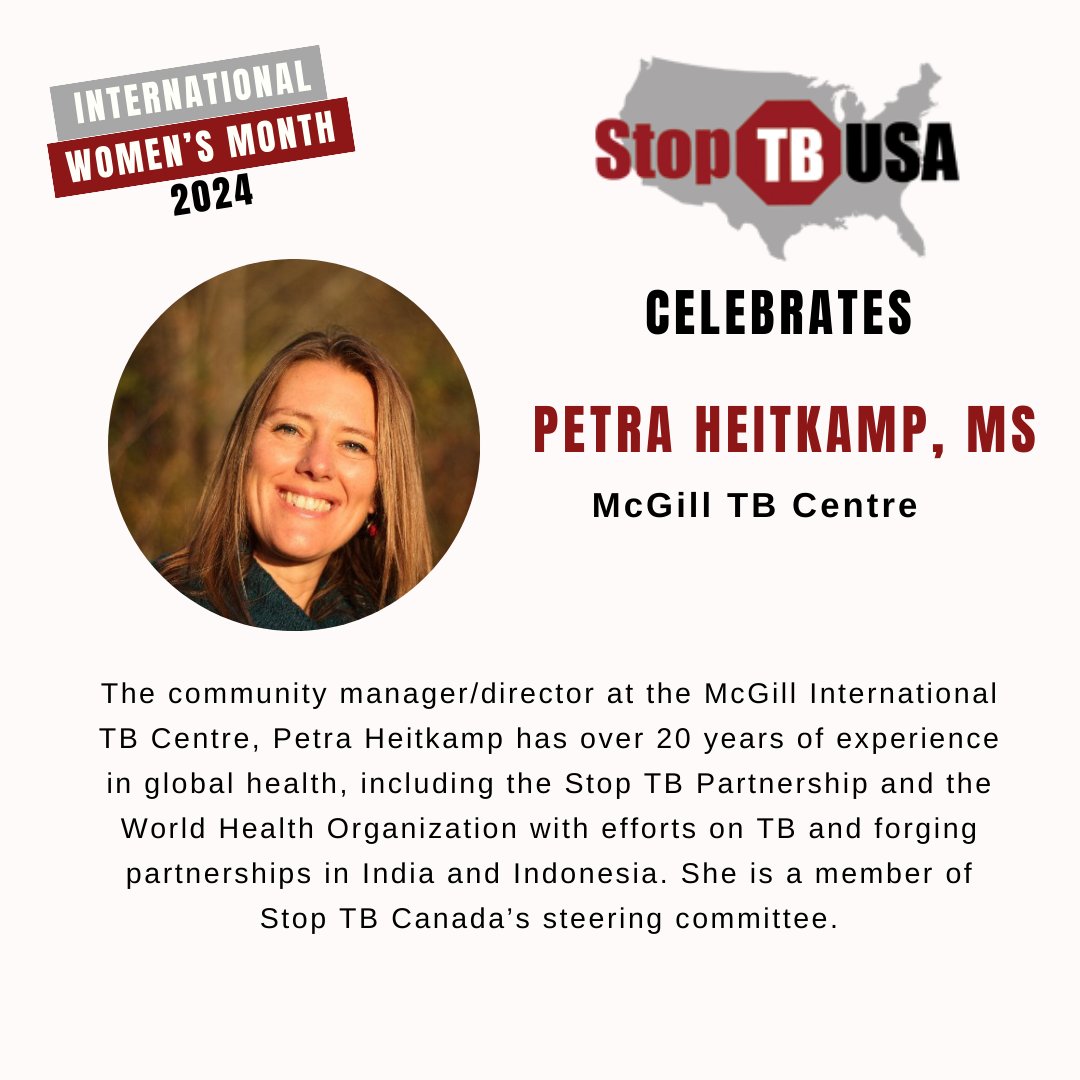 This #WomensHistoryMonth honoree is a major reason why @McGill_TB's educational programs are so valuable (and usable--we've had staff cut their TB educational teeth on McGill's offerings). @PetraHeitkamp @StopTBCanada @paimadhu