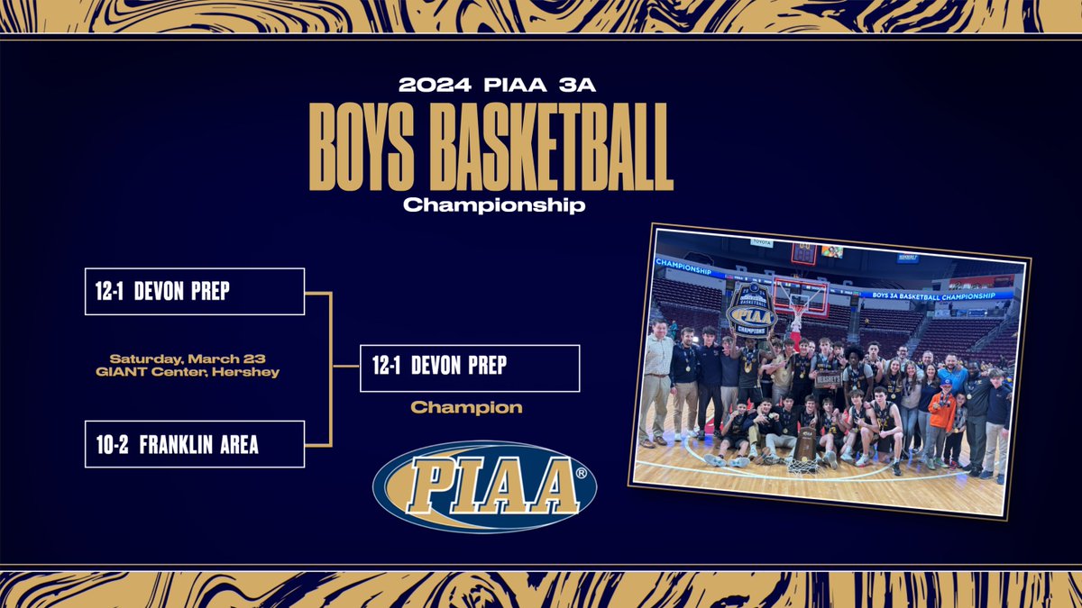#PIAABasketball Devon Prep defeats Franklin Area (60-56) to become the 2024 PIAA 3A Boys Basketball Champions!
