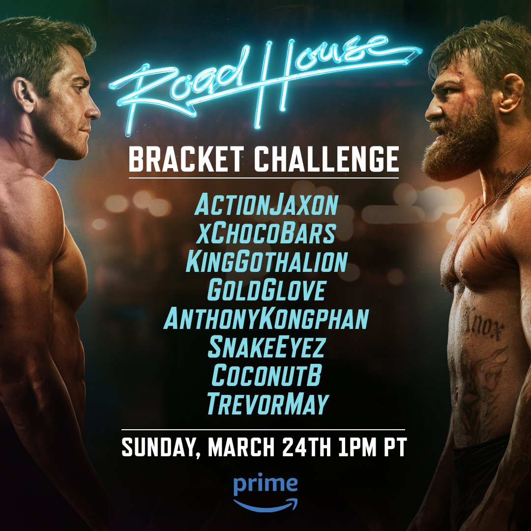 have you watched Road House yet? this Sunday I'll be competing in the Road House Bracket Challenge in honor of the new movie being out on @PrimeVideo so make sure to tune in! #RoadHouseMovie #PrimeVideoCreator watch the movie: bit.ly/rh_xchocobars