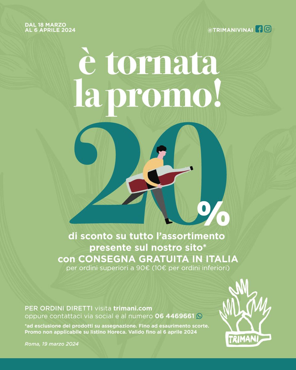 Promo 20% fino al 6 aprile. Buon divertimento 
#trimaninotizie #wewinebetter