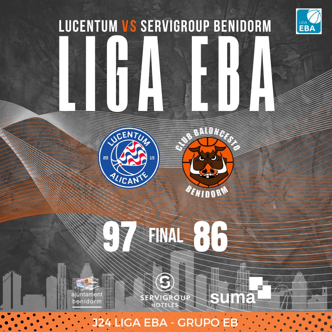 🏀 FINAL🏀 El Servigroup Benidorm no ha podido llevarse la victoria de hoy frente al Lucentum Alicante Lucentum Alicante 97 - 86 Servigroup Benidorm 🏀🐗🖤 #cbbenidorm #temporada23_24 #Benidorm #SUMAconeldeporte #ServigroupBenidorm #Servigroup #LigaEBA #EBA