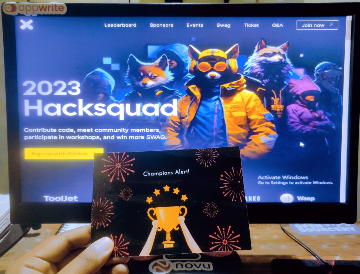 ArpanCh40193288's tweet image. 🅷🅰🅲🅺🆂🆀🆄🅰🅳 🆆🅸🅽🅽🅴🆁🆂 #2023 🏆 🏆
Our #team 🅸🅳🅴🅰 🅼🅰🆃🅴 have successfully secured 22nd position Worldwide 🌐 in hashtag #Hacksquad&apos;23 organized by @novuhq  👨‍💻 👩‍💻
#coder #GitHub #developer #opensource #winner #leraning #swags #TeamEffort