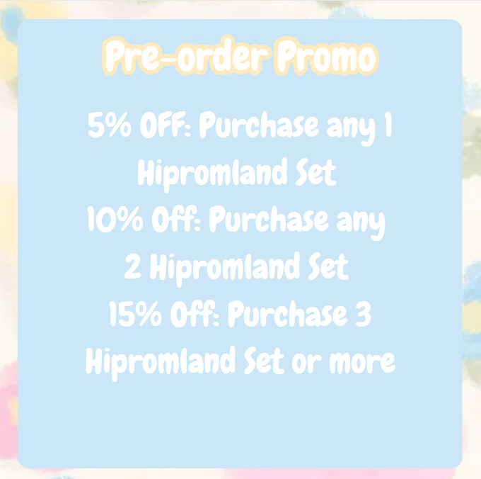 Doing a pre-order for Hipromland sets. It ends at the end of March. 
The sets are already discounted in comparison to purchasing all the designs, but there's an additional discount that's up to 15% off depending on the quantity you purchase.