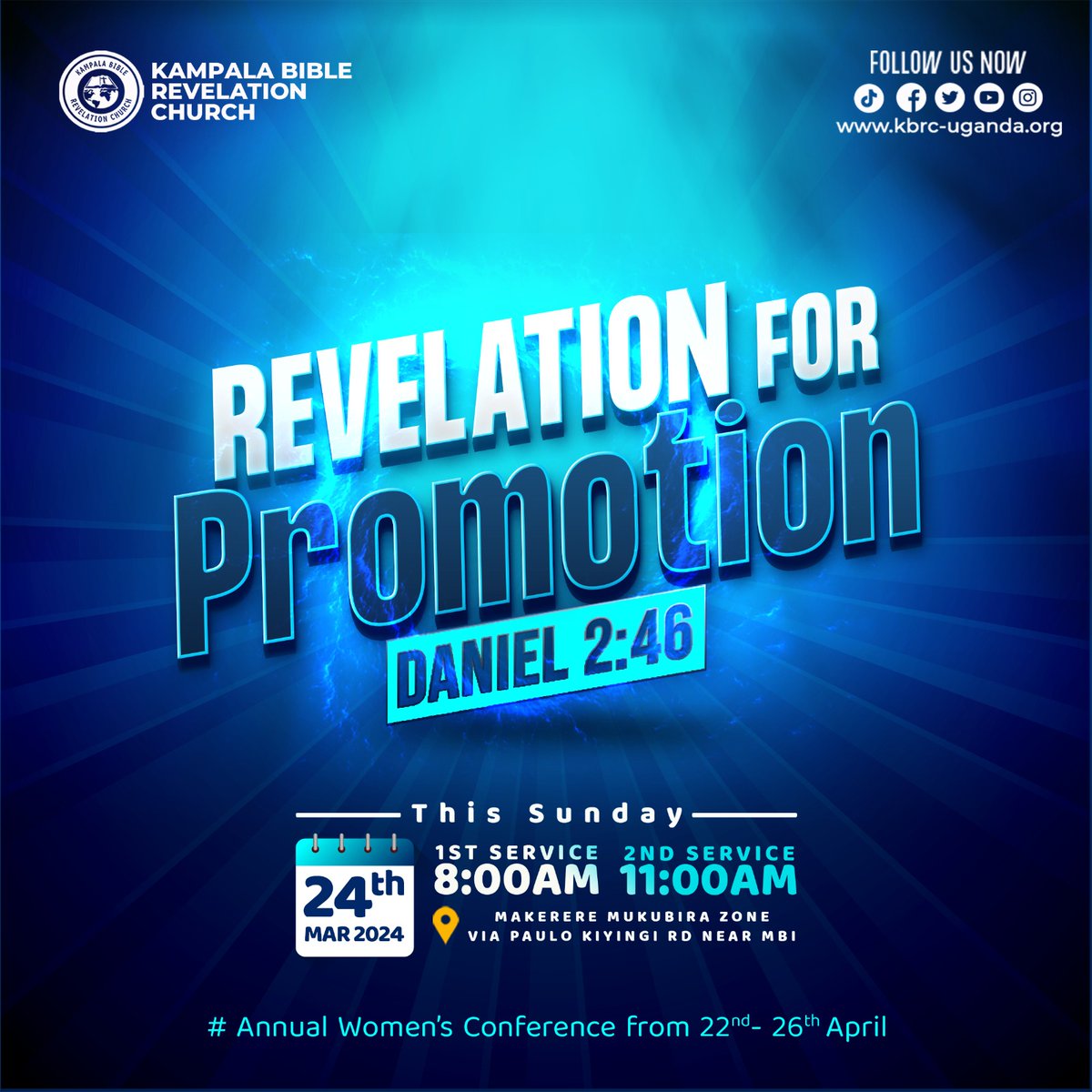 kbrcChurch's tweet image. #SundayService
You&apos;re welcome to our Sunday service tomorrow at Makerere-Mukubira zone or on our Social media platforms at 8AM &amp;amp; 11AM from anywhere in the world

#Kbrc-uganda | A People Placed And Multiplying.