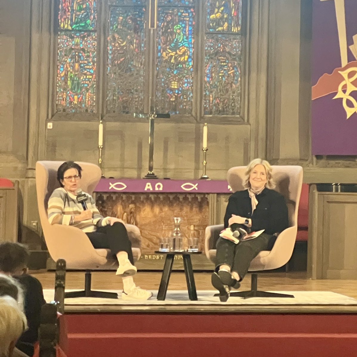 Didn’t plan on going to church this year, but it was worth it for @karaswisher and @BreneBrown in conversation. @chihumanities