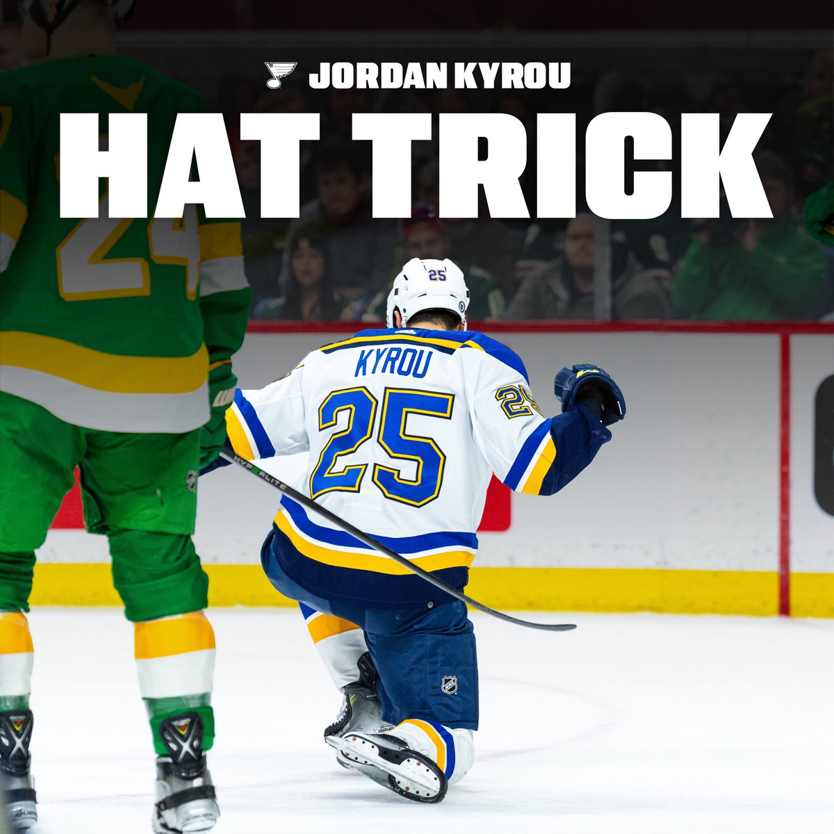 StLouisBlues's tweet photo. JORDAN KYROU HAT TRICK!!!!!!!!! https://t.co/jO535vSt9k