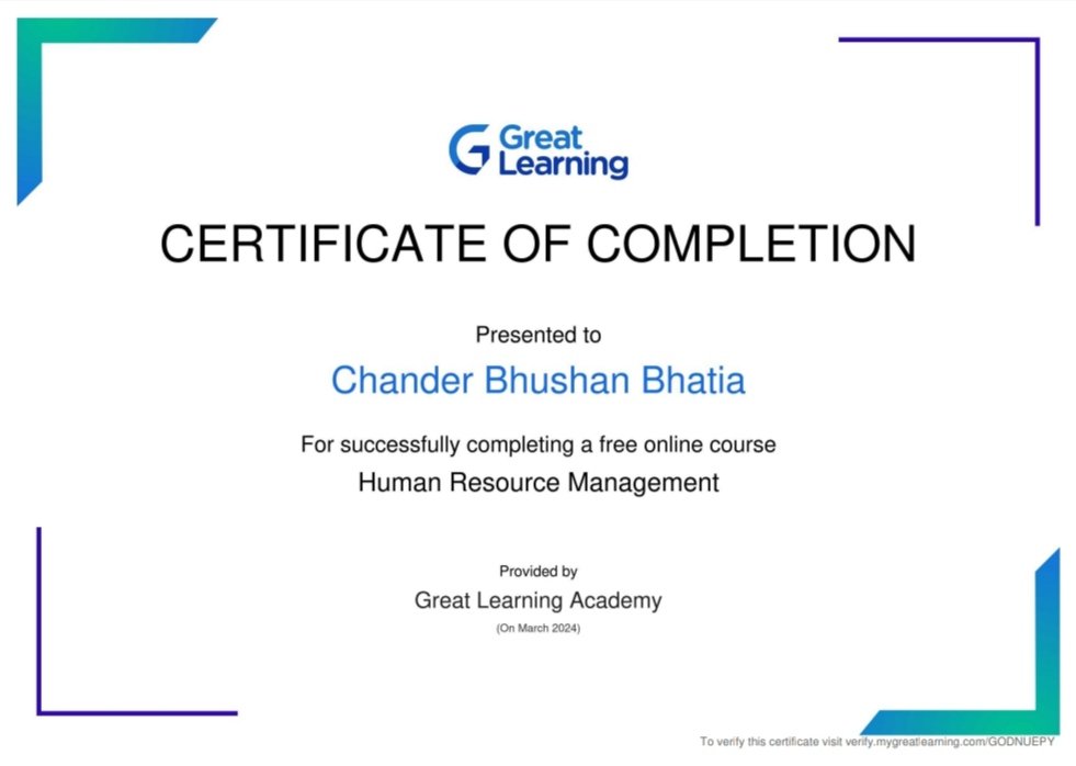 ChanderBhatia11's tweet photo. Hi all,

I have successfully completed the "Human Resource Management" course offered by Great Learning Academy. 
#greatlearningacademy #greatlearning #glacertificate 
 https://t.co/WHGOQkxaQR https://t.co/9Gr9vlVnrW