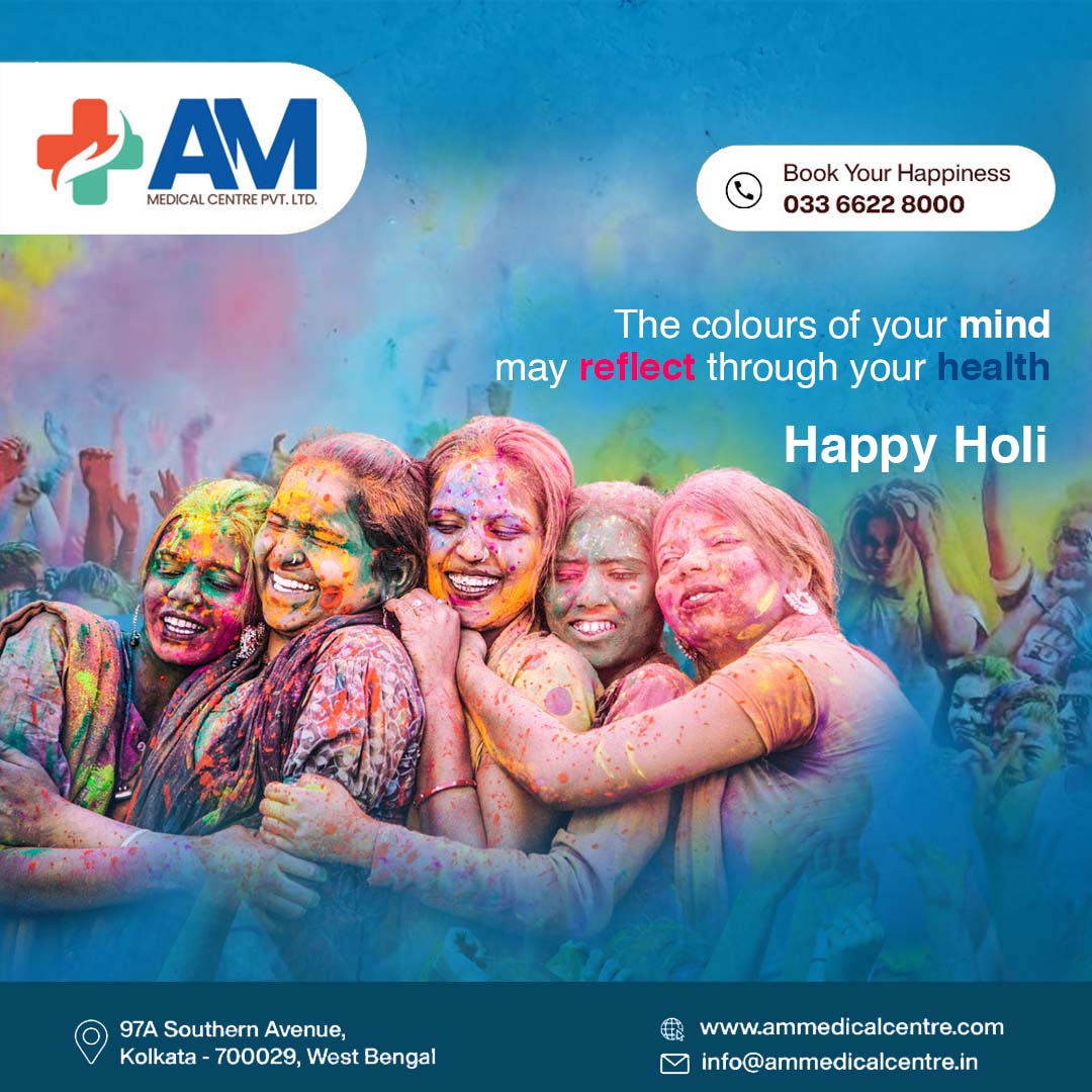 Let’s celebrate Holi with enthusiasm and gusto, embracing the spirit of joy and togetherness. Happy Holi. #HappyHoli #AMMedicalCentre #AMmedical #HealthcareForAll