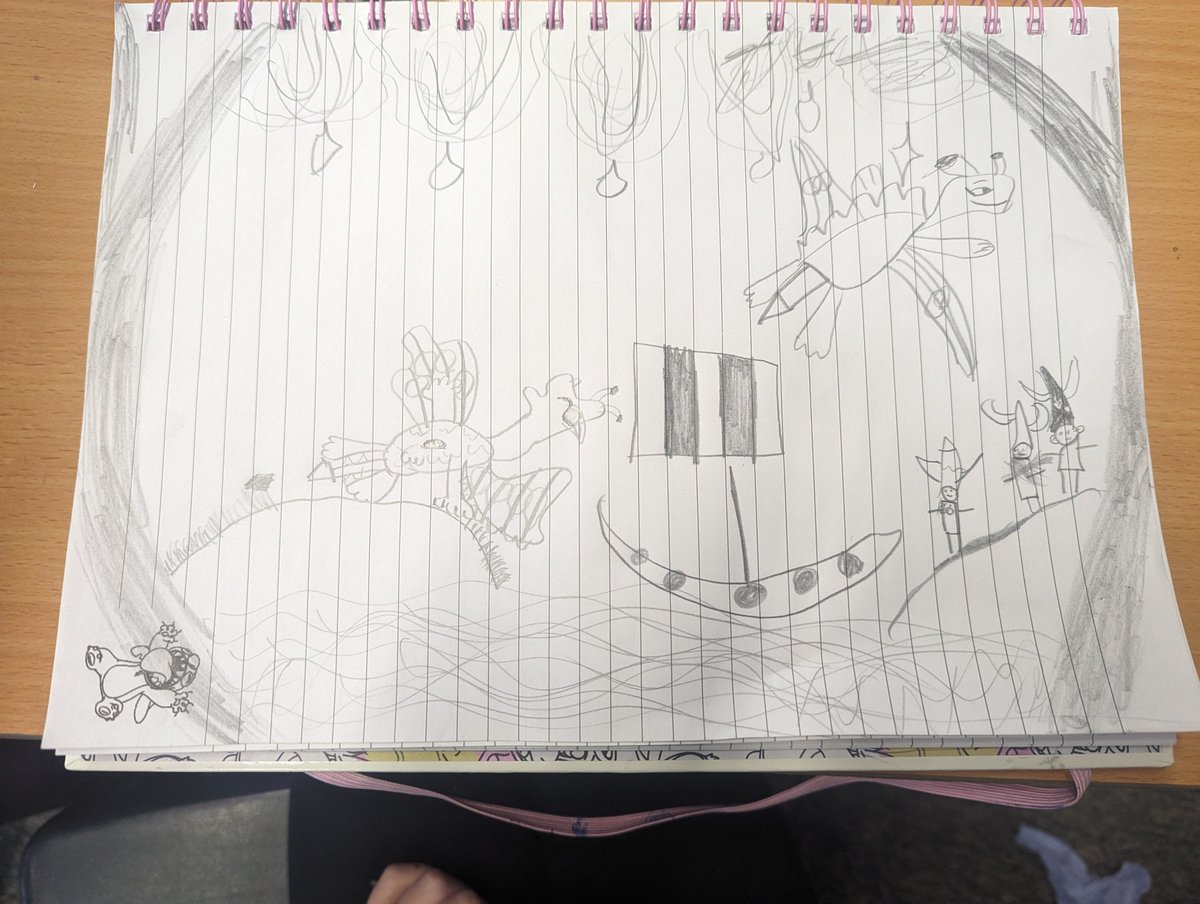 Year4Wansbeck's tweet photo. @CressidaCowell - yesterday we finished your brilliant book HTTYD 🐉 "we wish we could read all your books through the school year". For the ending, we drew the scenery we could imagine from your brilliant writing, while Mrs Withill read 📚 you've inspired our love of reading 🌟 https://t.co/w2IZy0ySv7