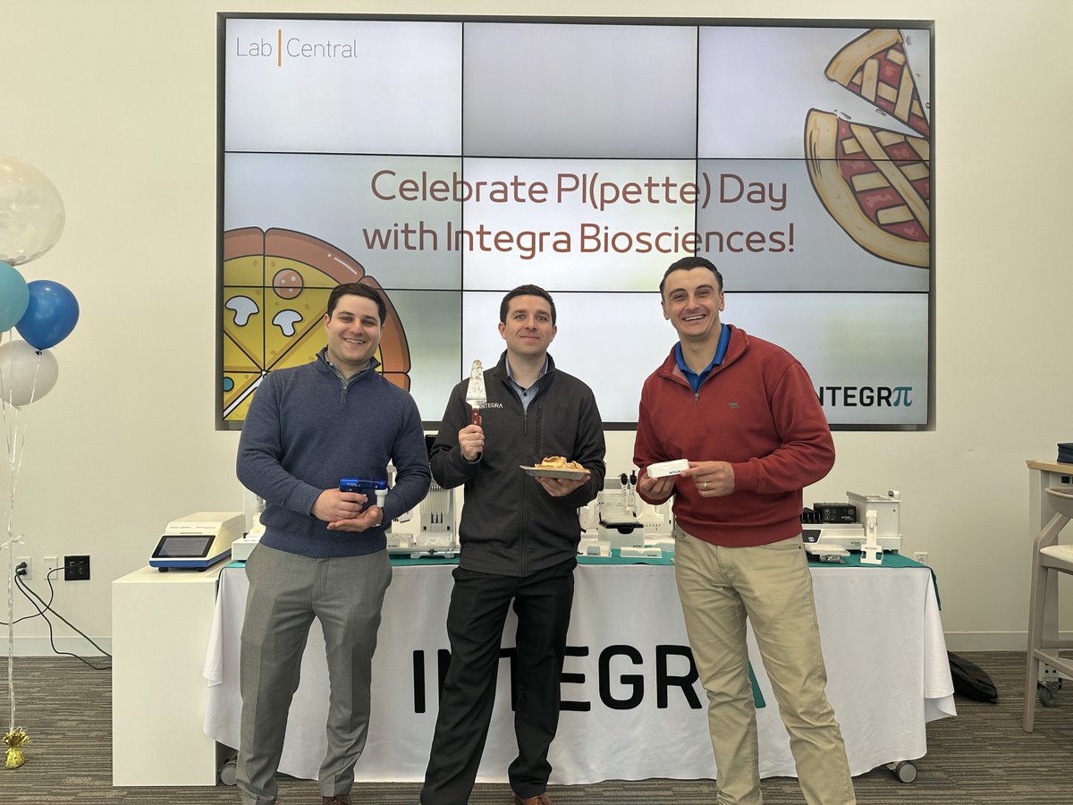 INTEGRApipette's tweet image. INTEGRA celebrated PI Day with @LabCentral this past Thursday! PIzzas and PIes were available for tasting, and some of our local reps were available to chat and answer questions about our products. It was an awe-insPIring day!
#PIday #LabCentral #liquidhandling
