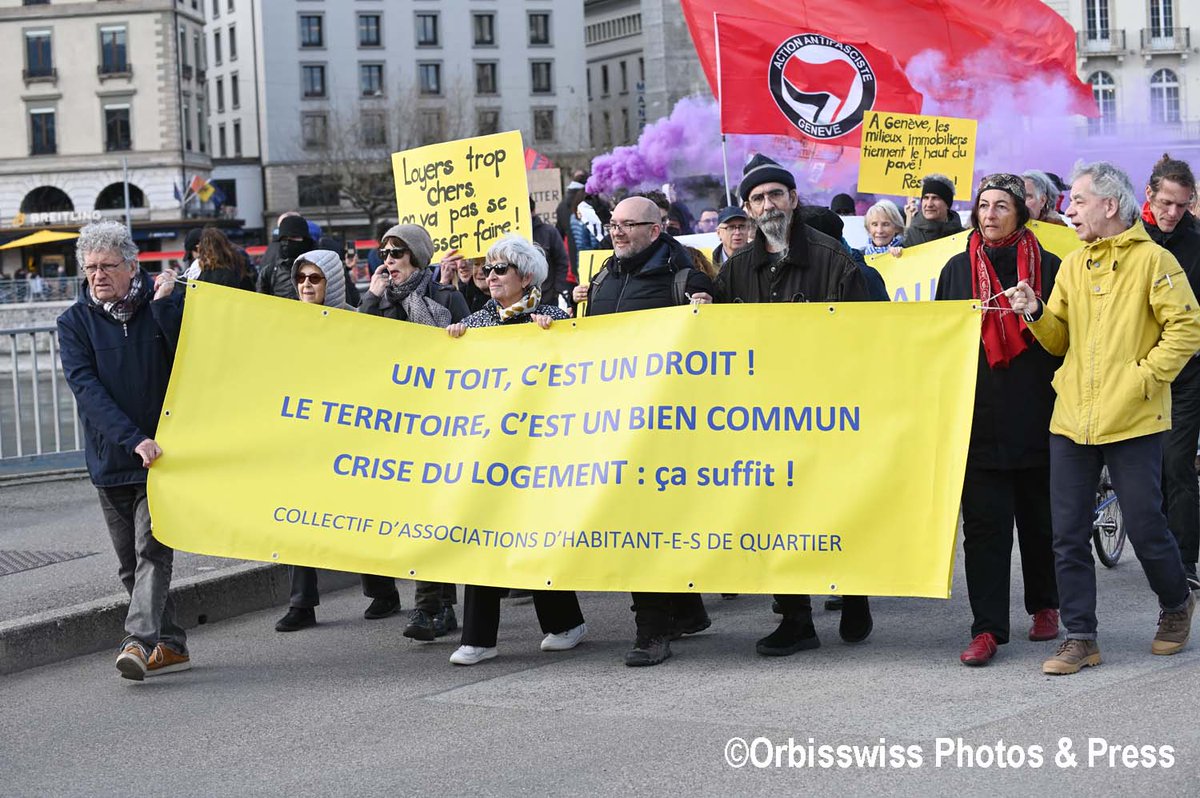 Hundreds protest against the high cost of apartment #rental in Geneva – Switzerland 23.03.2024. For many years the canton suffered from a complicated and acute #HousingCrisis . The WEForum ranks #Geneva as the 7th most expensive city in the world.