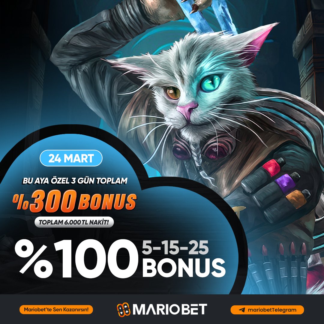 Mariobet %100 Yatırım bonusu 🔣 Mart Ayı 24-25-26 günleri bonusunu almayı unutma‼️ 🔣%100 Yatırım bonusu Bahis, Canlı Casino, Slot, Uçan oyunlar ve Diğer oyunlar alanında geçerlidir.‼️ 🔣 %100 Yatırım bonusu Tüm yatırım yöntemleri için geçerlidir.‼️