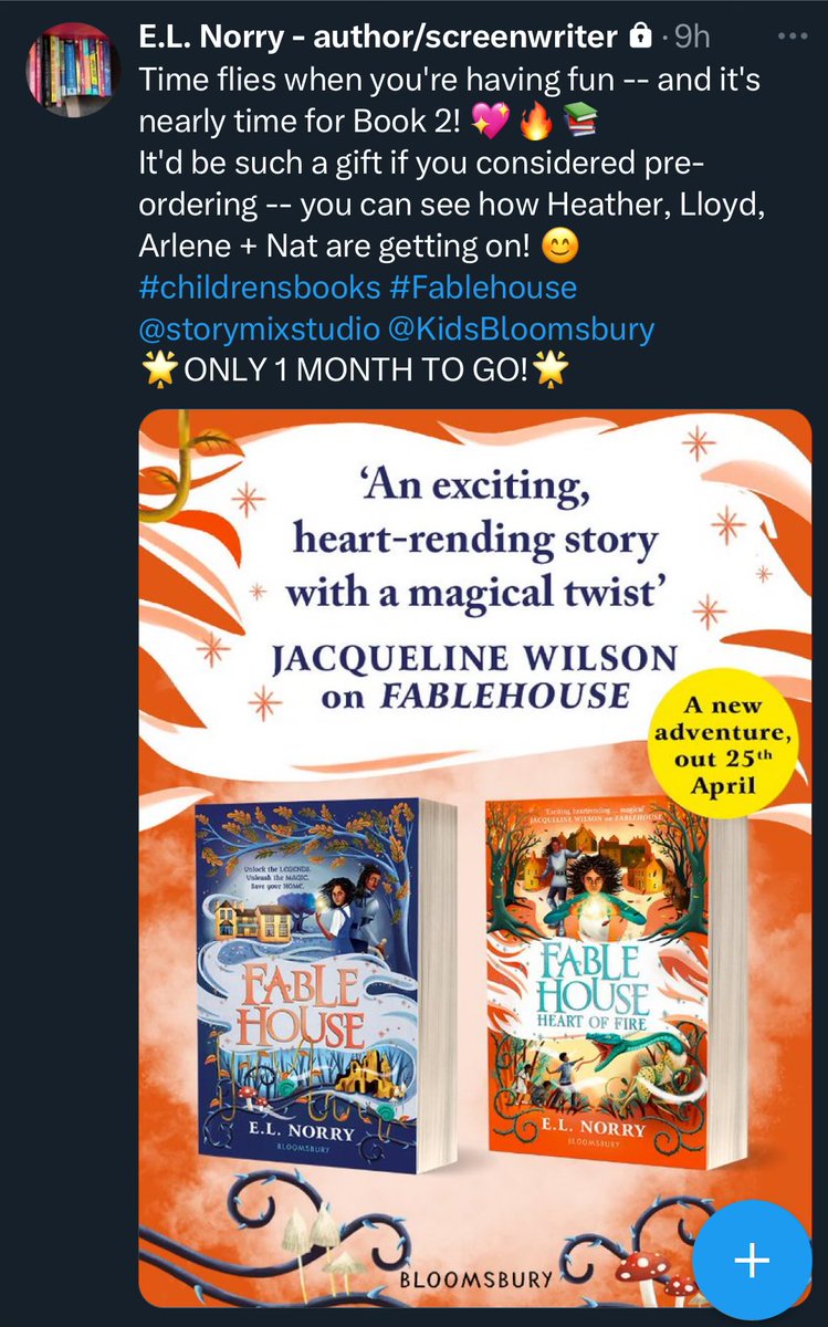 Posting this as @elnorry_writer has to have her posts protected and they can’t be retweeted. #Fablehouse is such a wonderful story; it would be great if as many people as possible saw this and retweeted. 🙏🏻☺️💜