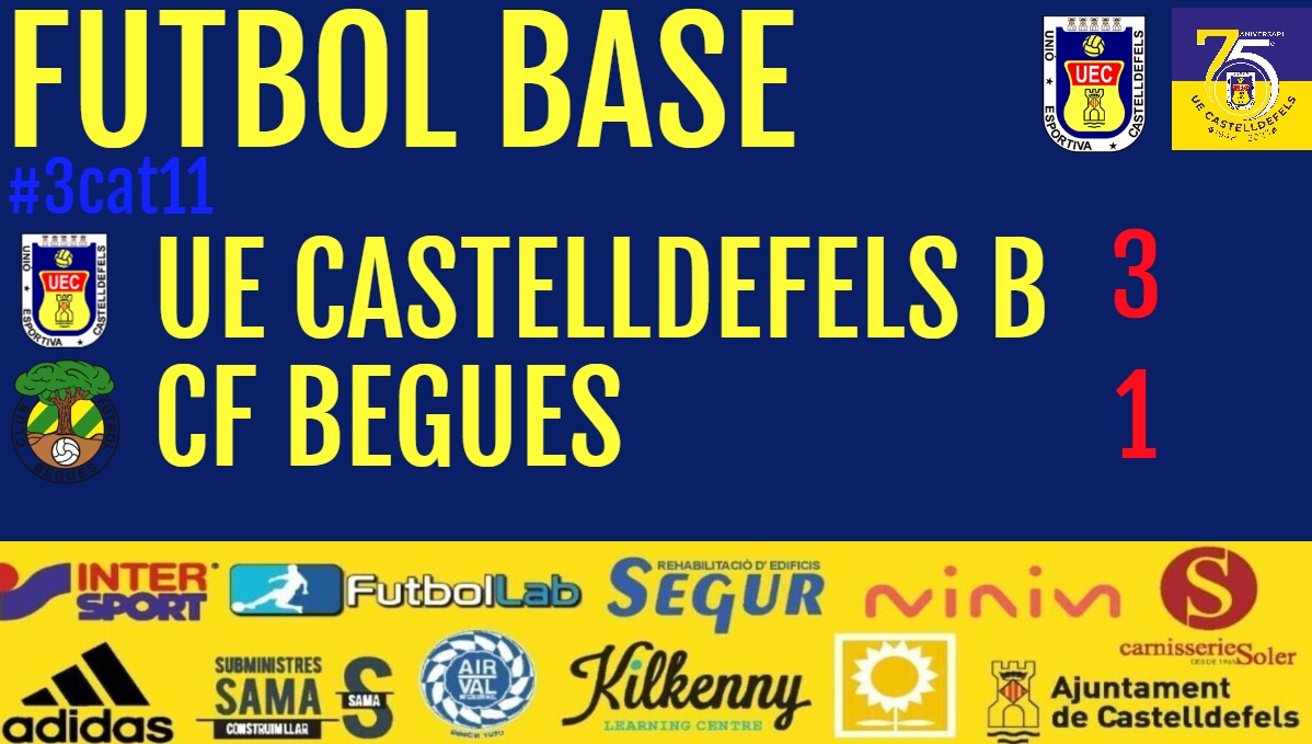 ✅ FINAL del partit als Canyars. <a href="/uecastelldefels/">UE Castelldefels</a> B - <a href="/CFBEGUES/">cfbegues.com</a>: 3-1 (Manzaneda, Víctor Suárez, Monir // Pablo) #3cat11 

▶️ 7a victòria als darrers 8 partits per a un filial que aquest vespre ha obtingut 3 treballats punts contra el Begues! 👏👏