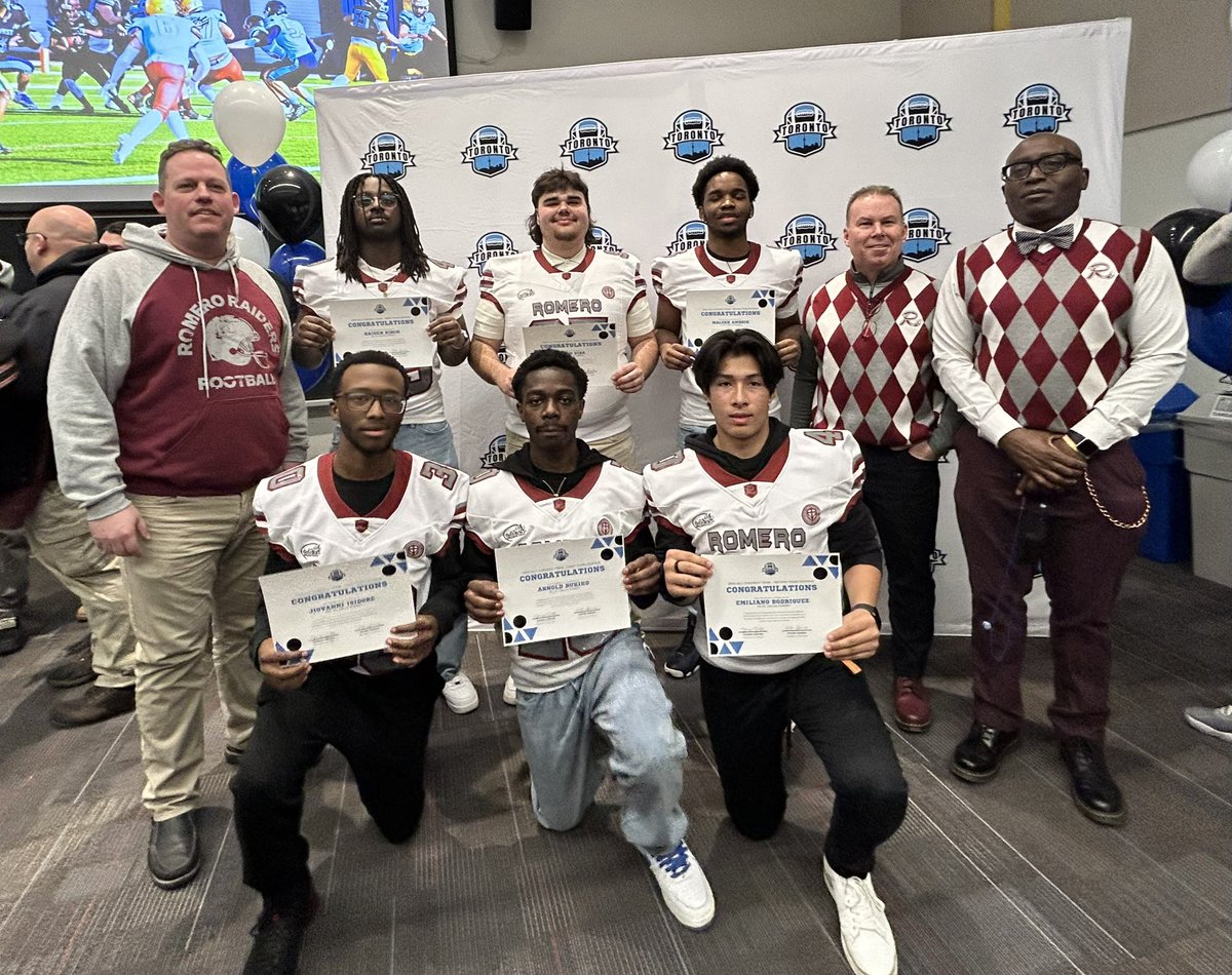 A great day for Romero Football at York University where 7 players were recognized as all-stars and Coach Blair and Coach Engel were finalists for Coach of the Year. <a href="/FootballTO_/">Football Toronto</a> <a href="/SportsArea51/">AREA 51 SPORTS</a> <a href="/TCDSB/">Toronto Catholic District School Board</a> <a href="/TCDSB_AJBRIA/">SO Bria</a> <a href="/romeroraiders/">Saint Oscar Romero Catholic Secondary School</a>
