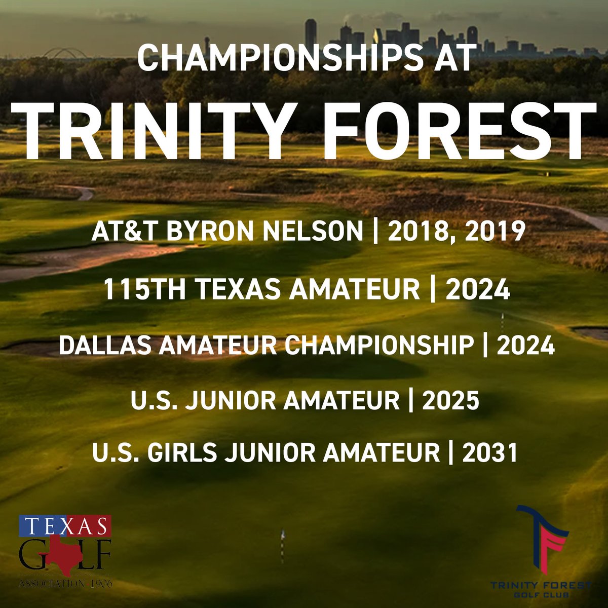 Major events should be contested at championship venues. @TrinityForestGC, host of the 2018 and 2019 @cjbyronnelson, is the host of this year's Texas Amateur. 4 days left to register for qualifying! bit.ly/3TlN4GK