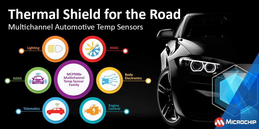 MicrochipTech's tweet image. The MCP998x temperature sensors enhance your automotive monitoring of more than one temperature zone. Check out this article on the blog to learn more: mchp.us/4a4BOns. #multichannel #automotive #thermal