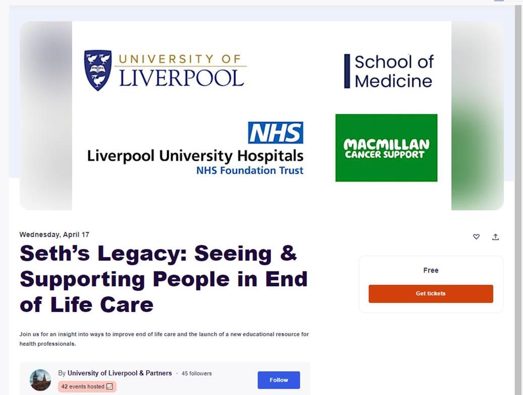 Looking forward to the 17th April and launching the educational resources that will mark the 10th year of Seth's death but looking forward to working in partnership with @LivHospitals @fionaDmurphy @LivUni @Dr_Maceo @markmckennanhs @shabbarankine @AnnaCrofton #sethslegacy