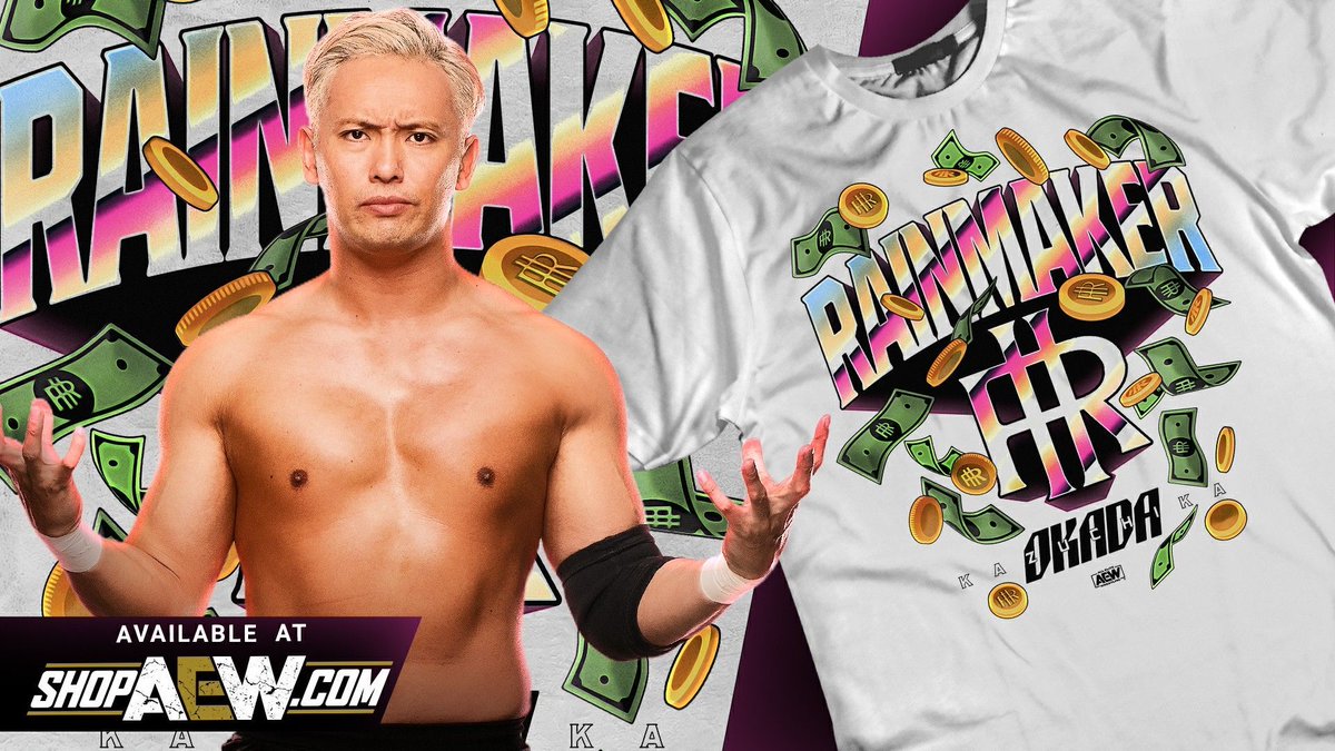 DOWNPOUR. Check out this @rainmakerxokada shirt today at ShopAEW.com! #shopaew #aew #aewdynamite #aewrampage #aewcollision