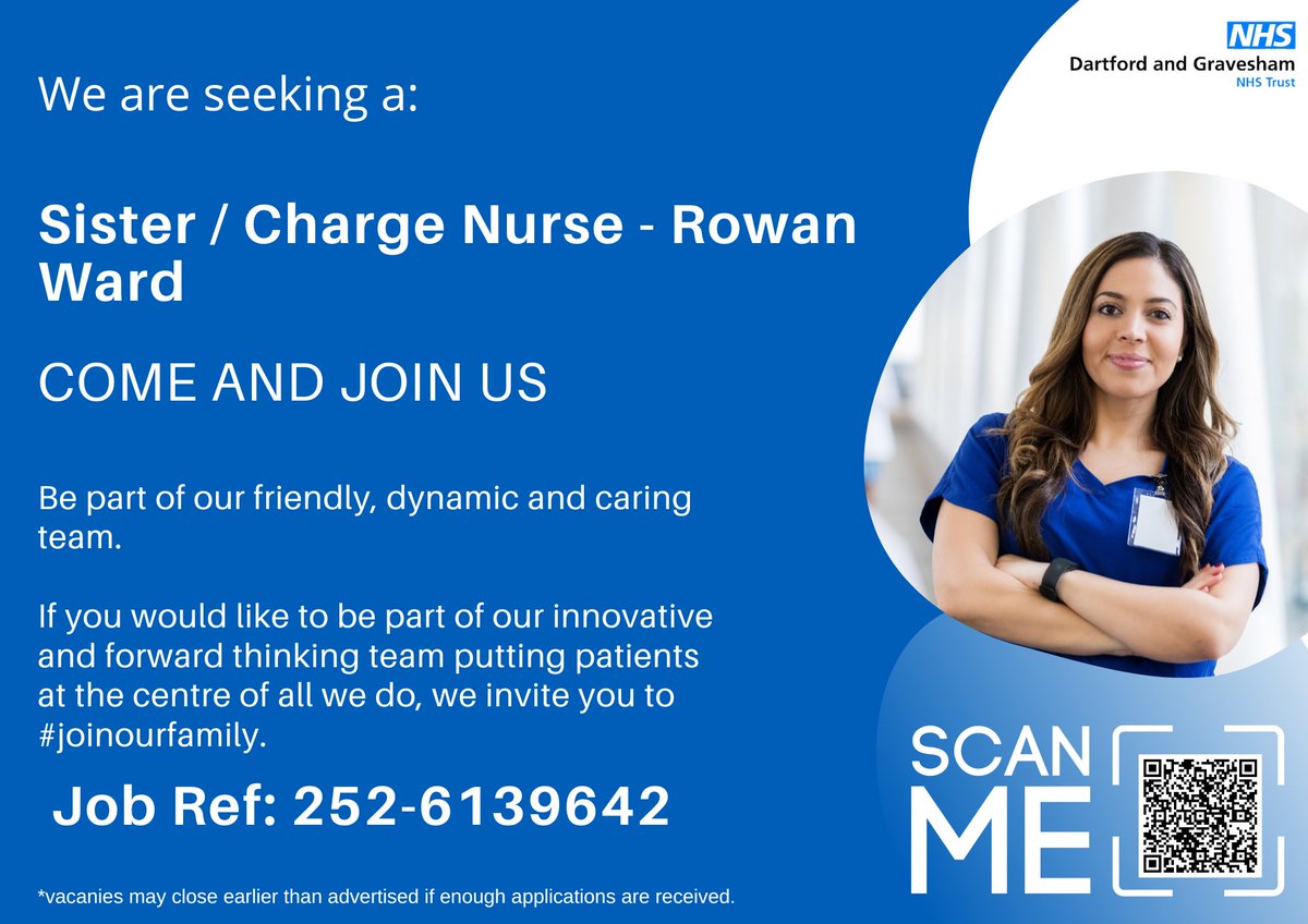 We have an exciting opportunity within surgery for a Band 6 on Rowan Ward. Rowan Ward is an acute 30 bedded fast flowing, surgical ward, it is made up of 4 bays and 5 side rooms.
Interested?
Find out more: ow.ly/4cZc50QYylx