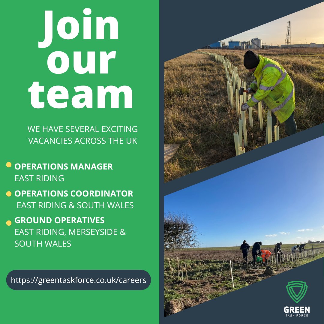 🌳 Work with the Green Task Force!🌳 🌲Operations Manager – East Riding 🌲Operations Coordinator – 1 x East Riding, 1 x Pontypool (South Wales) 🌲Ground Operatives – East Riding/Merseyside/South Wales To learn more and to apply, visit. greentaskforce.co.uk/careers/#vacan…