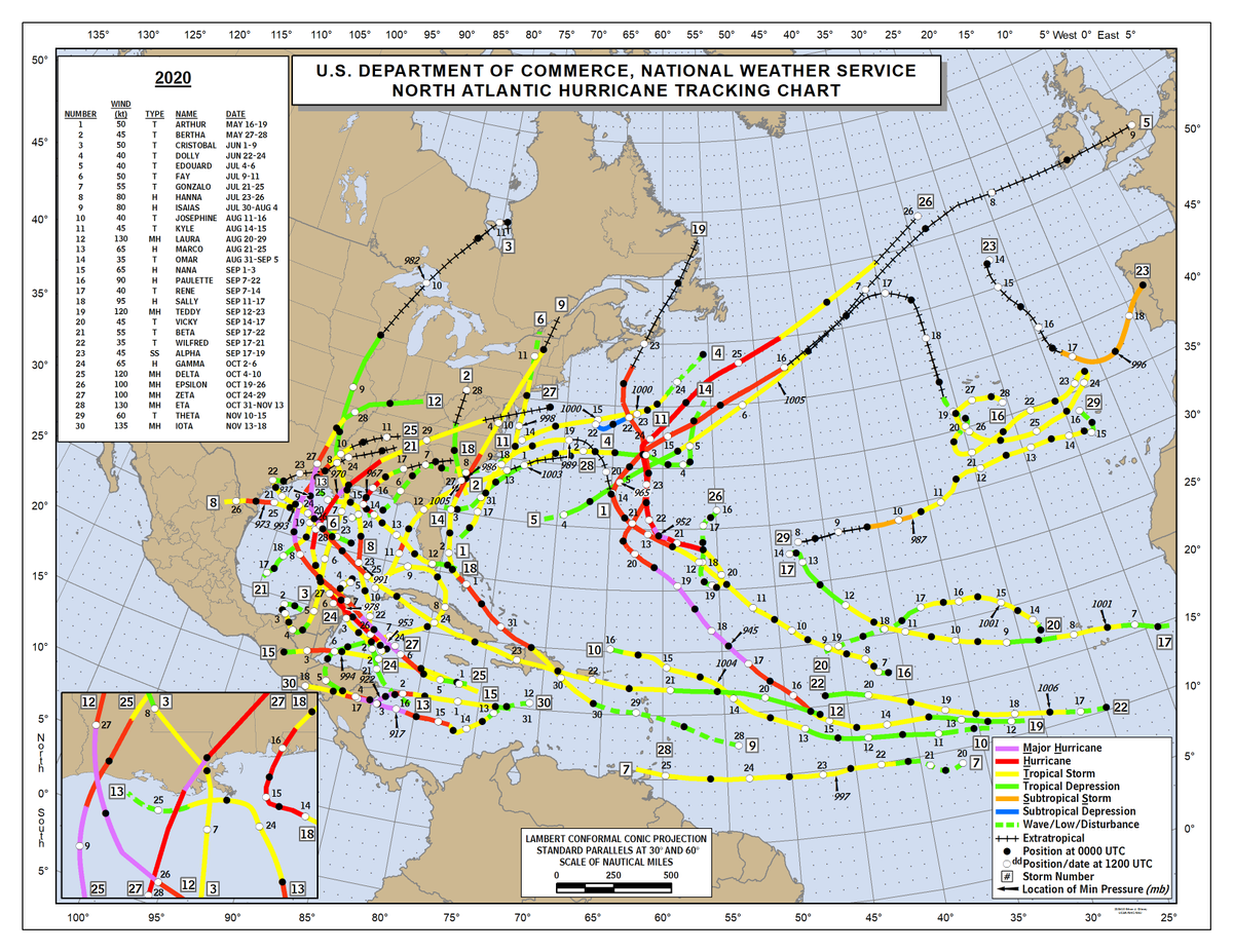 LWCHurricane's tweet photo. 2005, 2020, 2021, and 2002 tracks. All these years were La Nina, as you can tell, the Gulf of Mexico is definitely active during La Nina years, which is why we are CLOSELY monitoring the 2024 season. #hurricaneseason2024 https://t.co/st5mtAATXK
