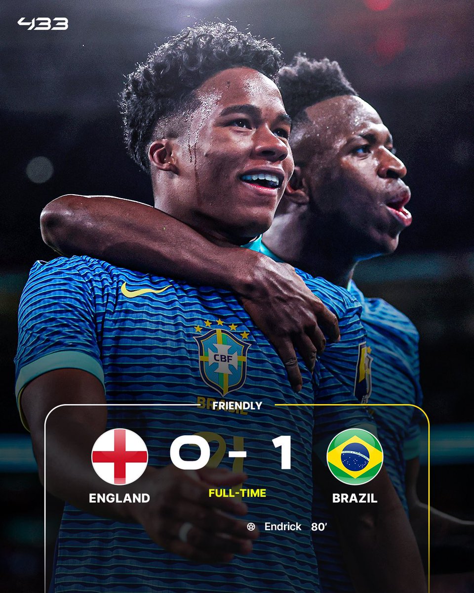 Endrick, de 17 años, logra su 𝙛𝙞𝙧𝙨𝙩 𝙜𝙤𝙖𝙡 para 🇧🇷 mientras vencen a 🏴󠁧󠁢󠁥󠁮󠁧󠁿