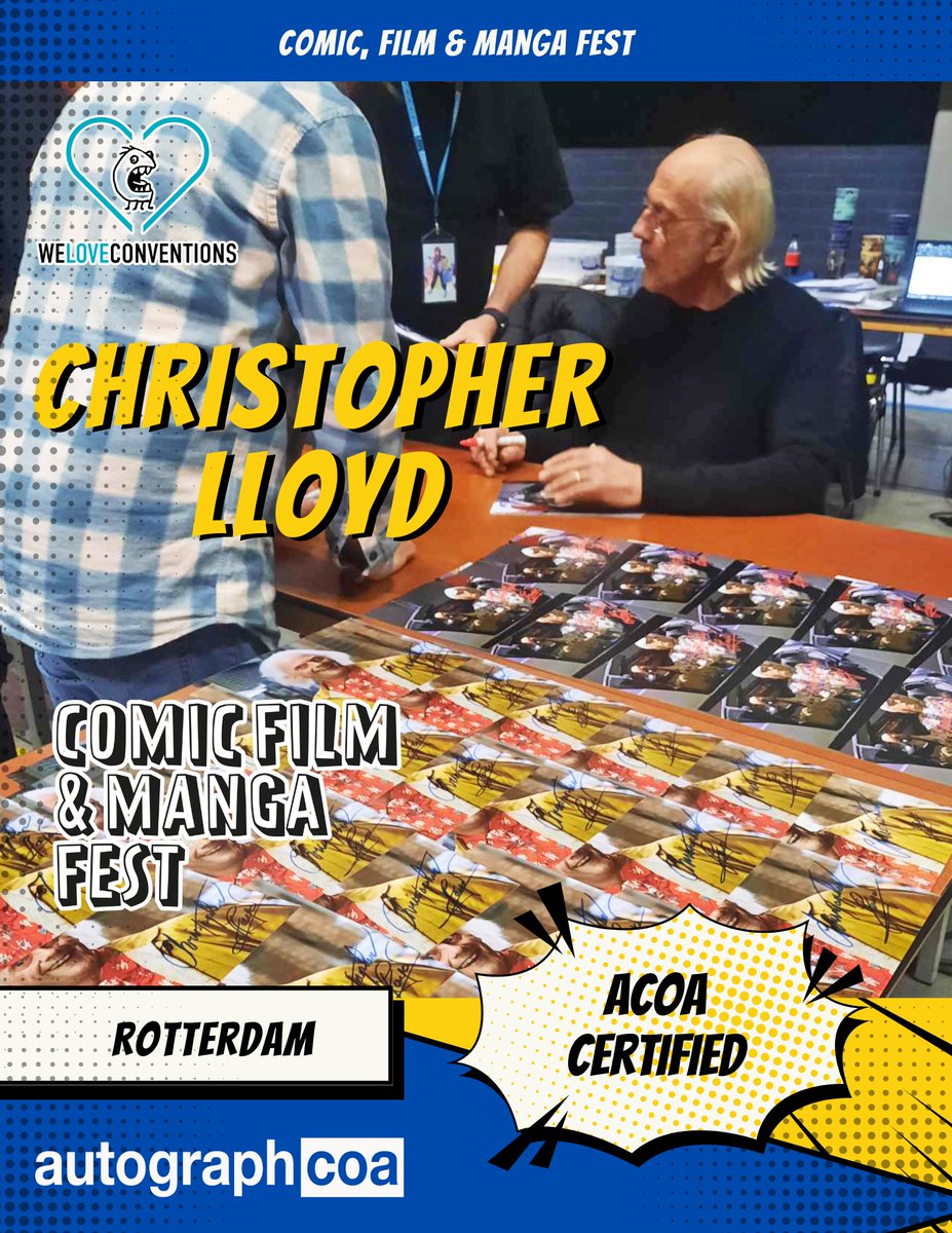 We are at Comic Film Manga Fest Rotterdam in Netherlands today, certifying autographs with Doc himself, @DocBrownLloyd!

#autographcoa #backtothefuture #autographs #BTTF