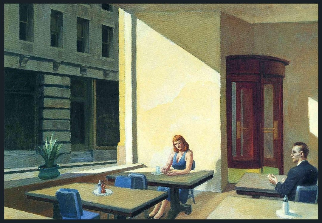 همیشه افراد ساکت را دوست داشته‌ام. هیچگاه نمی‌فهمید که در حال رقصیدن در رویای خود هستند یا دارند سنگینی بار هستی را به دوش می‌کشند.

جان گرین
بخت پریشان
Edward Hopper | 1958