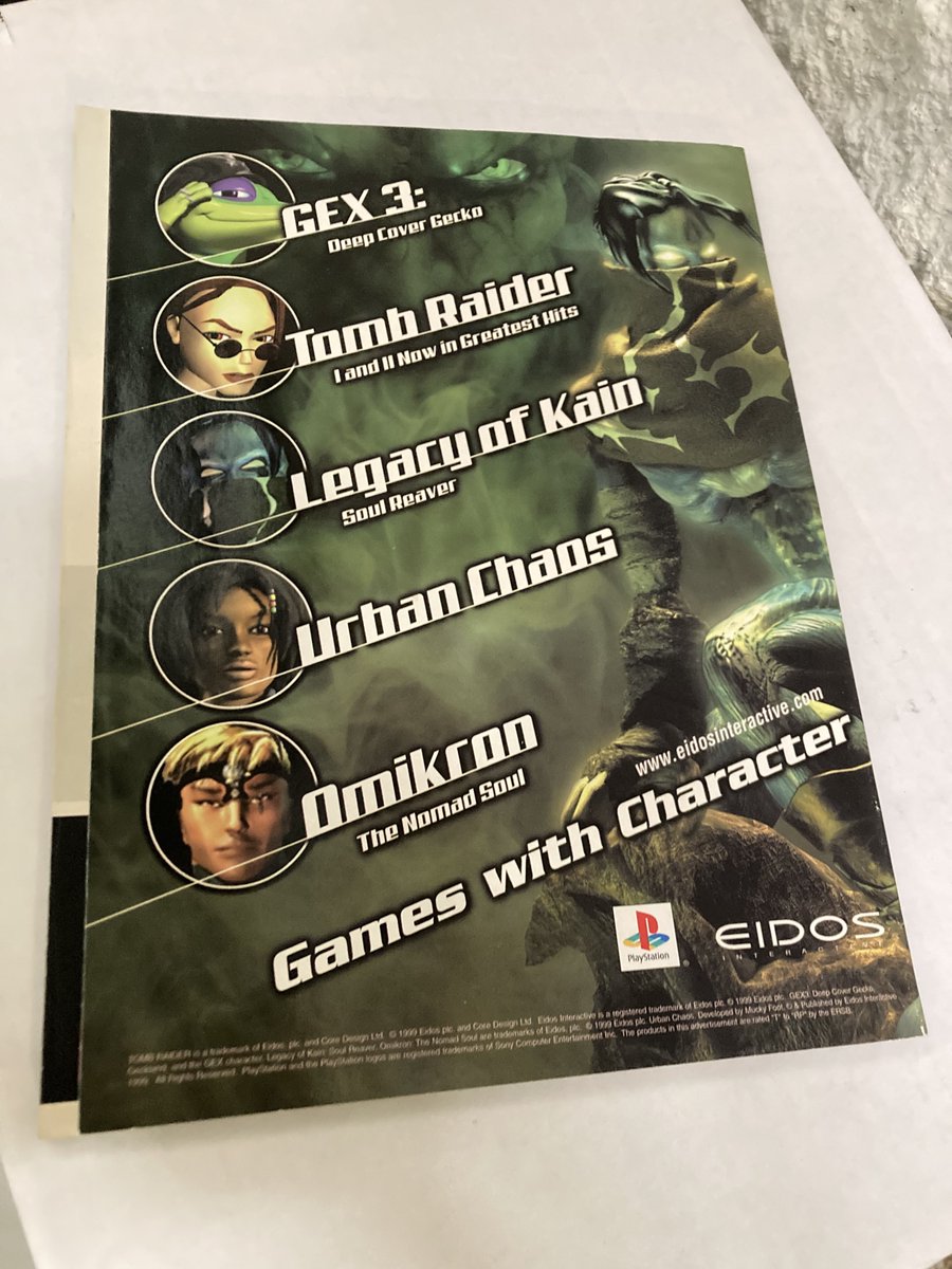 This 1999 U.S. print ad for Eidos' publisher line-up twins the legendary (Tomb Raider, Legacy Of Kain) with the 'legendary' (we love you, Gex!) [Ad via the VGHF Library.]