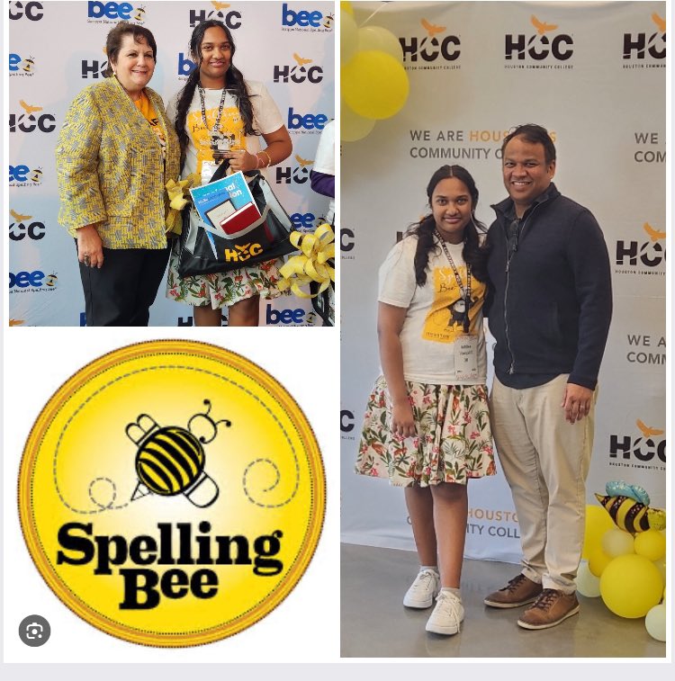 She did it again! 👍❤️👏👏🎉 So proud of our own Ishika Varipilli, 8th grader at CPJH, for placing 1st place at the HCC Regional Spelling Bee, today. She is headed back to Washington DC, in May, to complete at the national level!!!!
